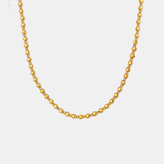 Trendsi delicate 18K gold plated necklace with small round bead detailing on a white background