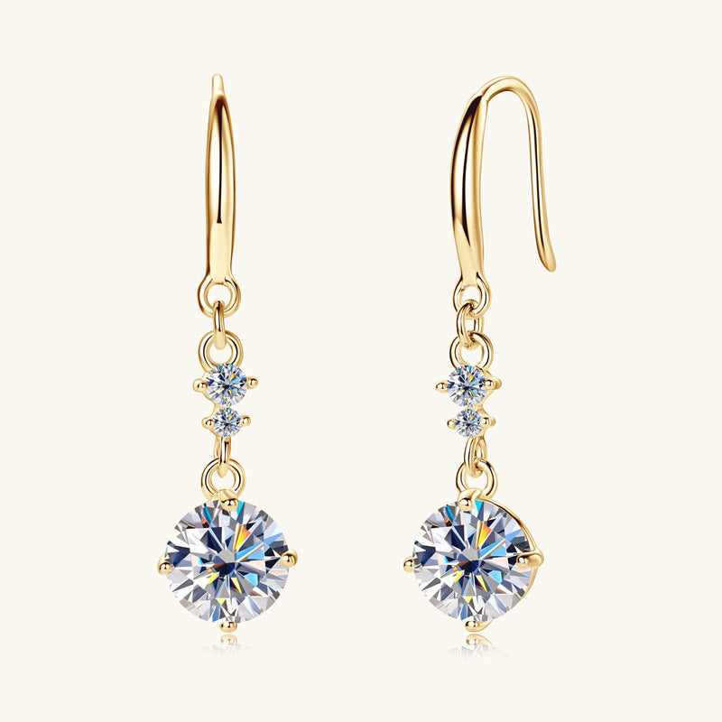 Trendsi 2 carat moissanite sterling silver earrings with gold hooks and sparkling round stones
