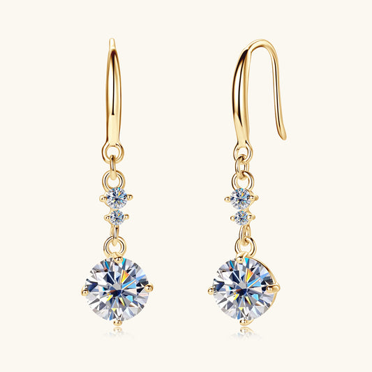 Trendsi 2 carat moissanite sterling silver earrings with gold hooks and sparkling round stones