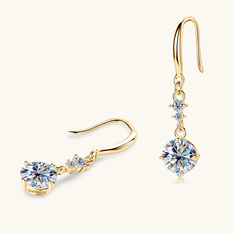 Trendsi 2 carat moissanite sterling silver earrings with gold hooks and sparkling stones