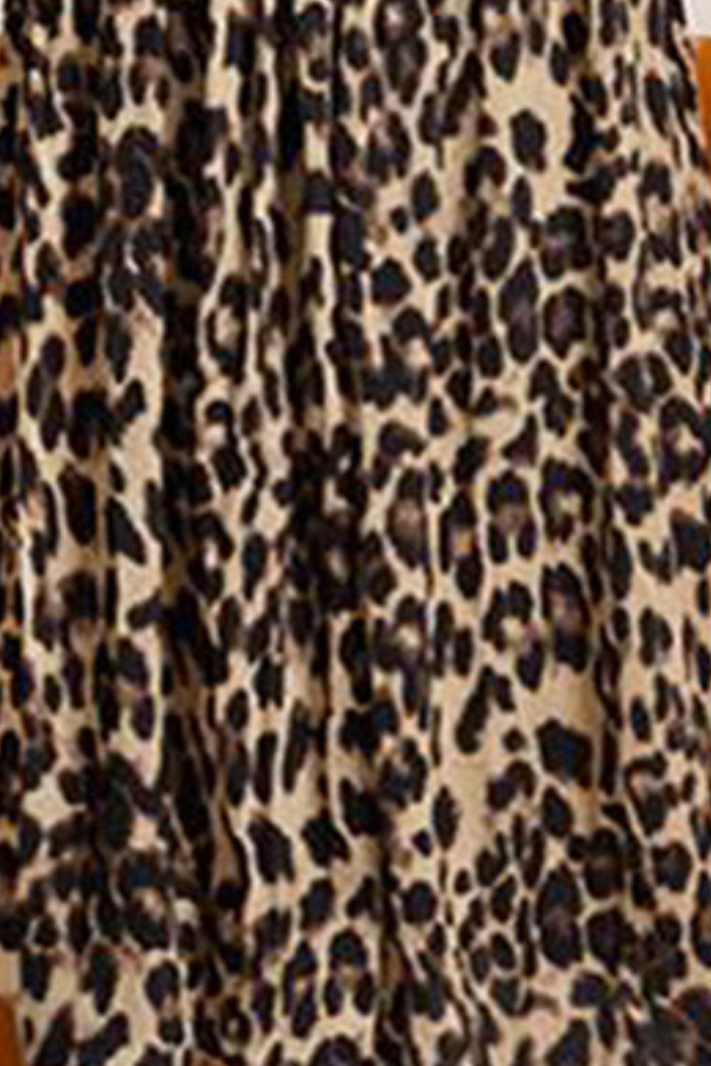 Trendsi animal print plus size skirt with brown and black leopard spots on beige fabric