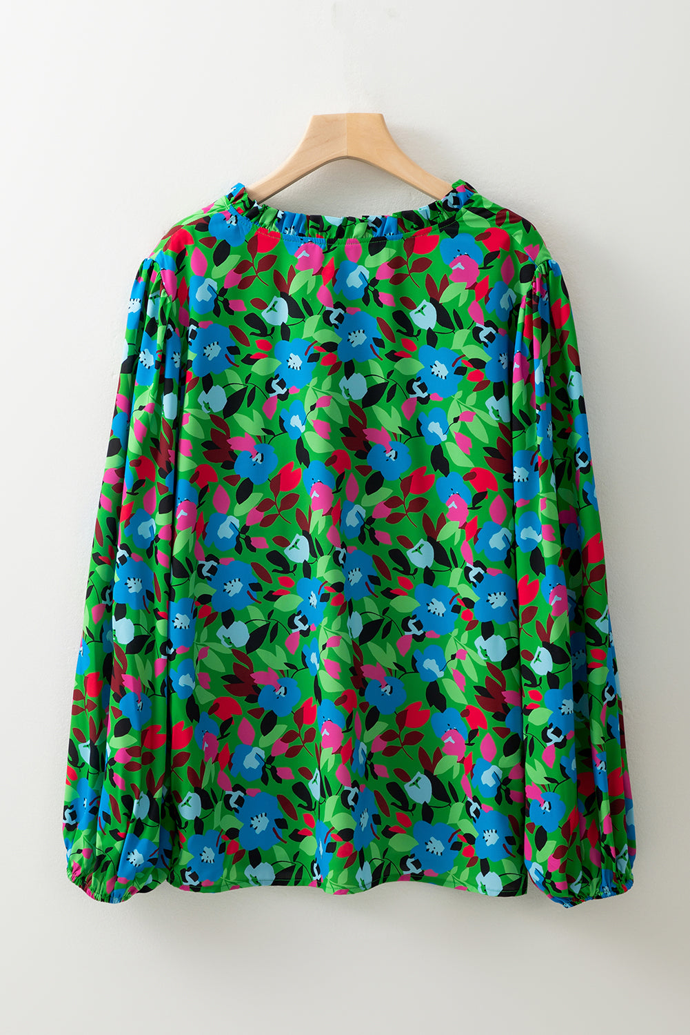 Floral print plus size blouse with vibrant multicolor flowers and long sleeves by kjplussizefashion