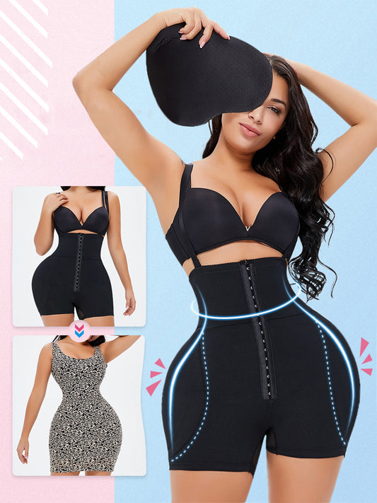 Trendsi full size shaping bodysuit for women in black with adjustable hooks and waist contouring