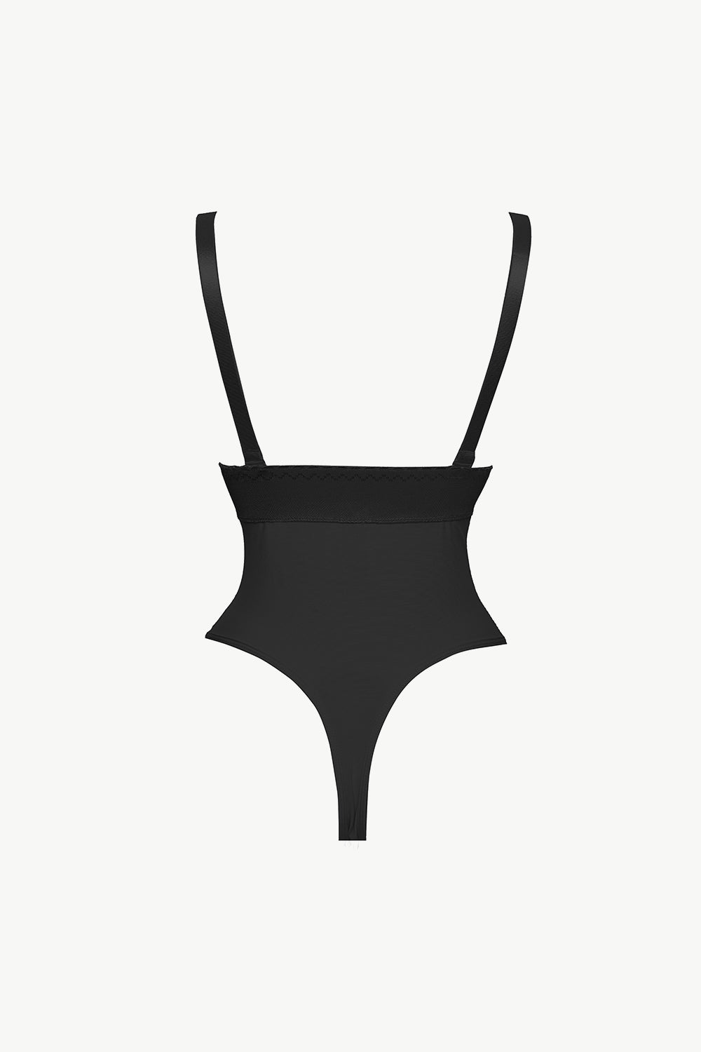 Black plus size shapewear bodysuit with adjustable straps for comfortable body contouring