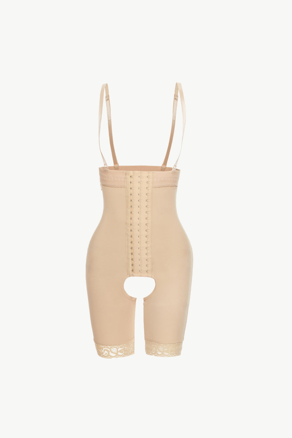 Trendsi beige plus-size shaping bodysuit with adjustable straps and front hook closures