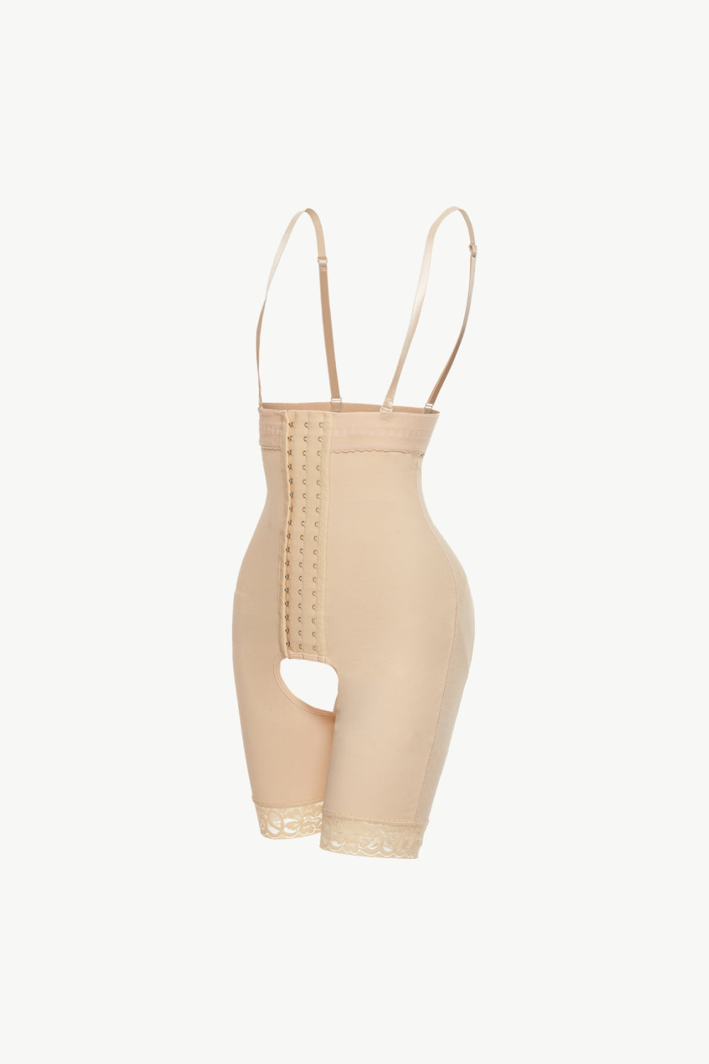 Trendsi beige plus size shaping bodysuit with adjustable straps and front hook closures