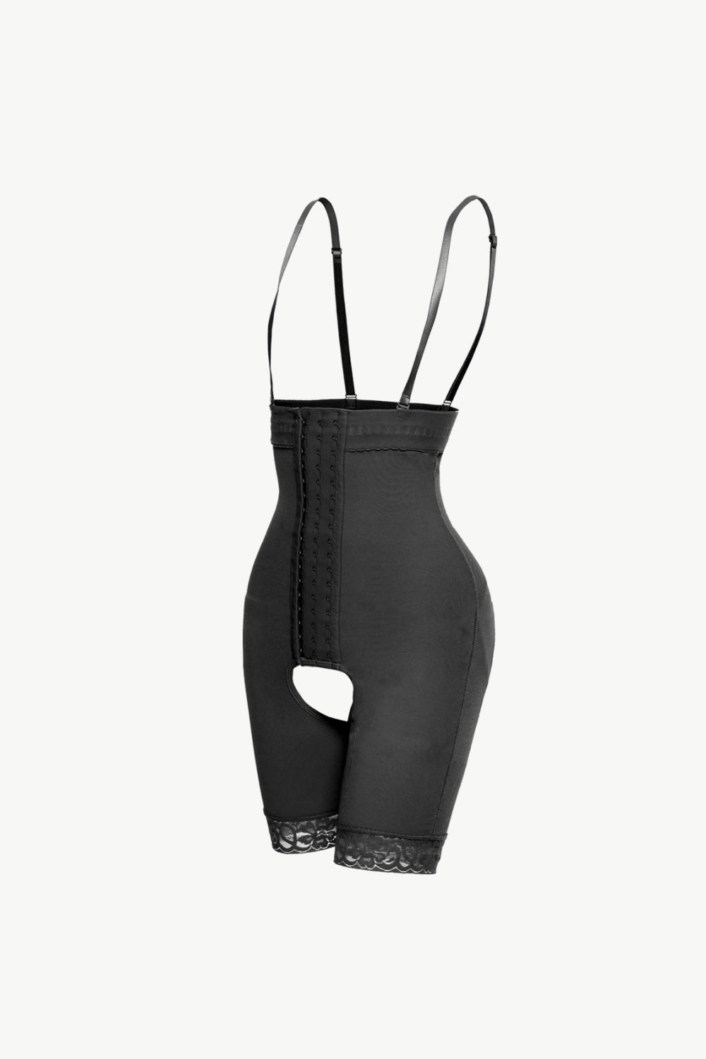 Trendsi black plus size shaping bodysuit with adjustable straps and lace trim for body contouring