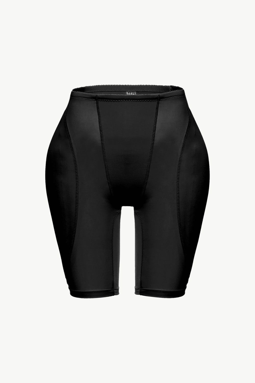 Black plus size shaping shorts with high waist and smooth compression for body contouring