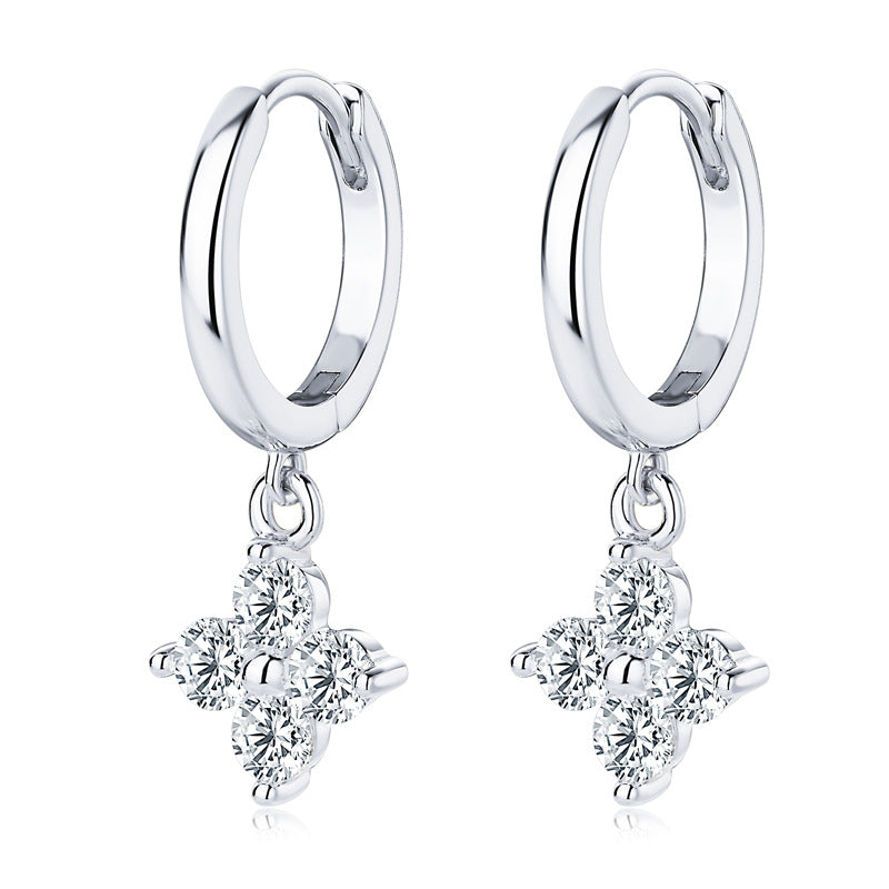 Trendsi sterling silver drop earrings for women with sparkling crystal cluster design