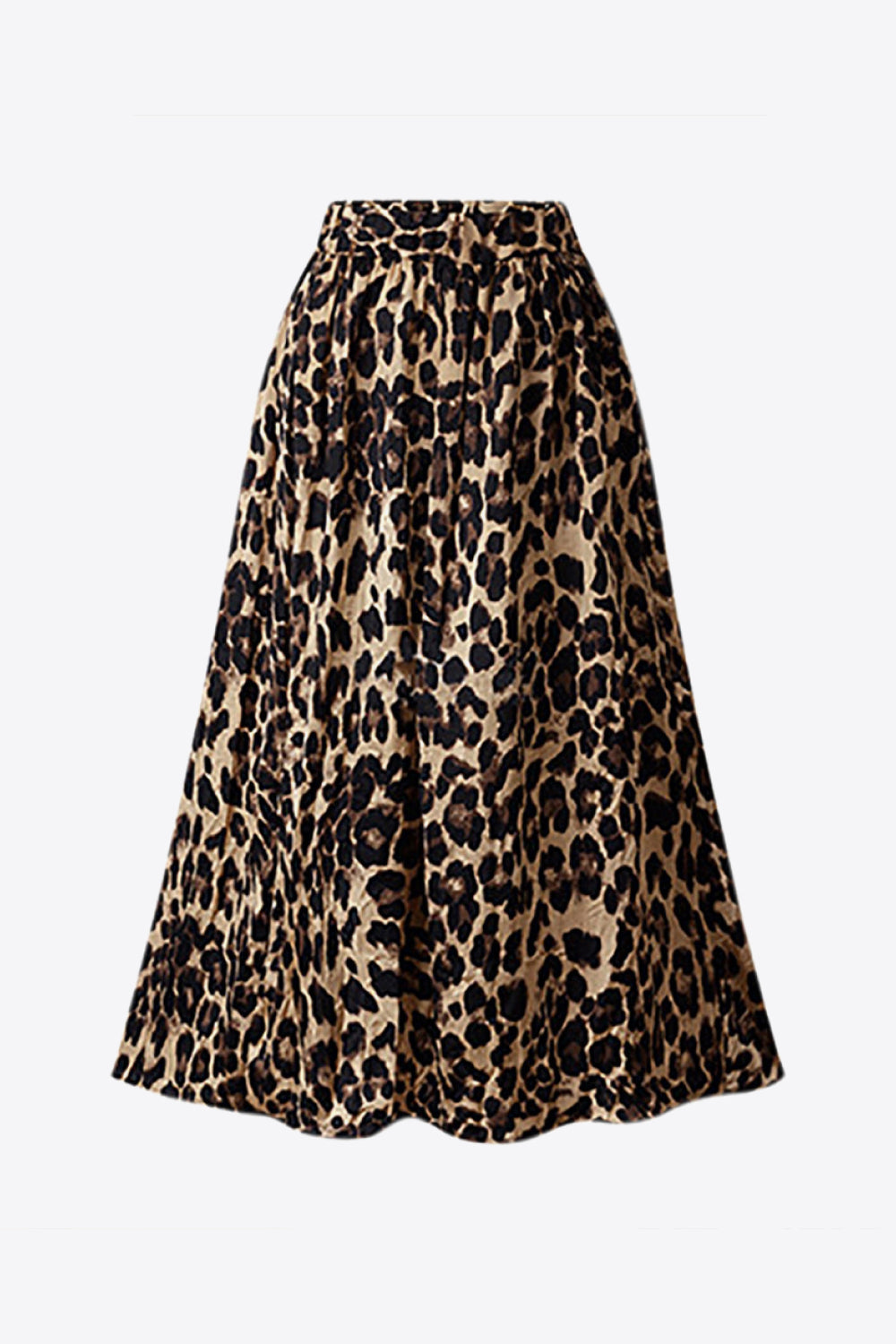 Trendsi animal print plus size skirt with leopard pattern and flowing midi length design