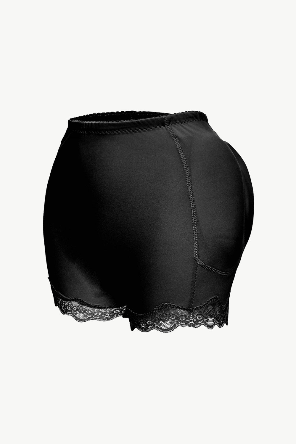 Black comfortable lace shapewear for women with lace trim and smooth fabric by Trendsi