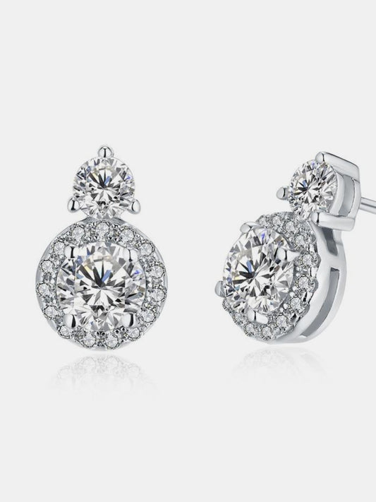 Trendsi sterling silver moissanite studs featuring round sparkling stones with a halo design