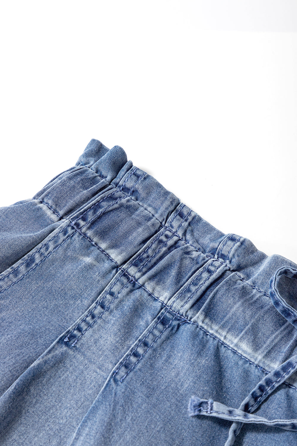 Blue denim kjplussizefashion comfortable plus size summer shorts with elastic waistband